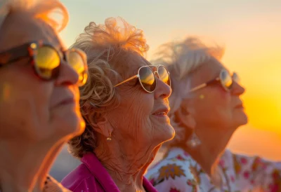 Image of ladies looking into the sun